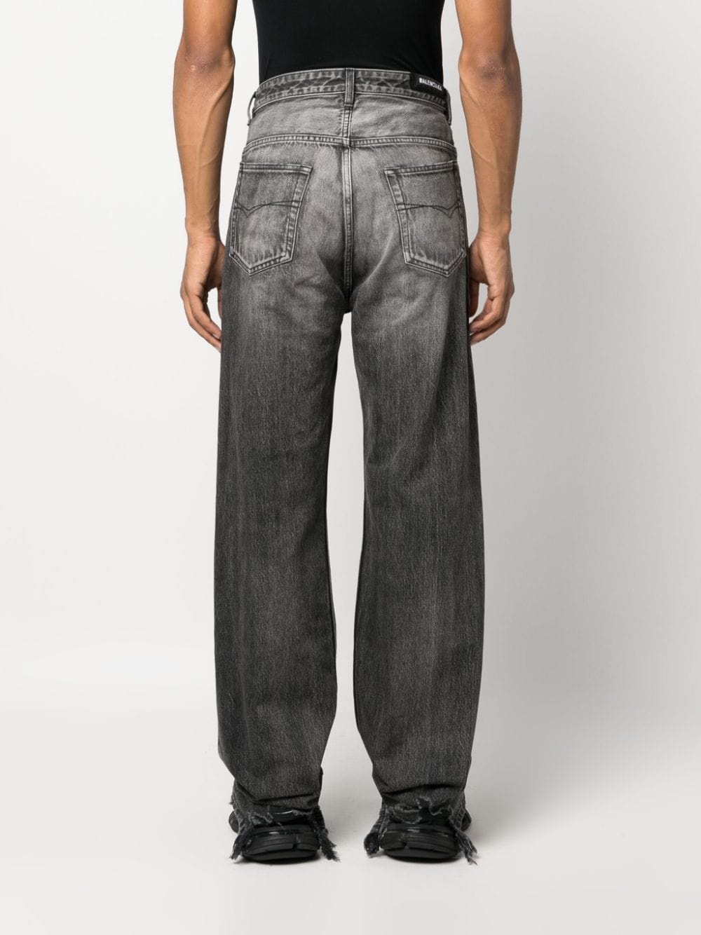 washed wide-leg jeans - 4