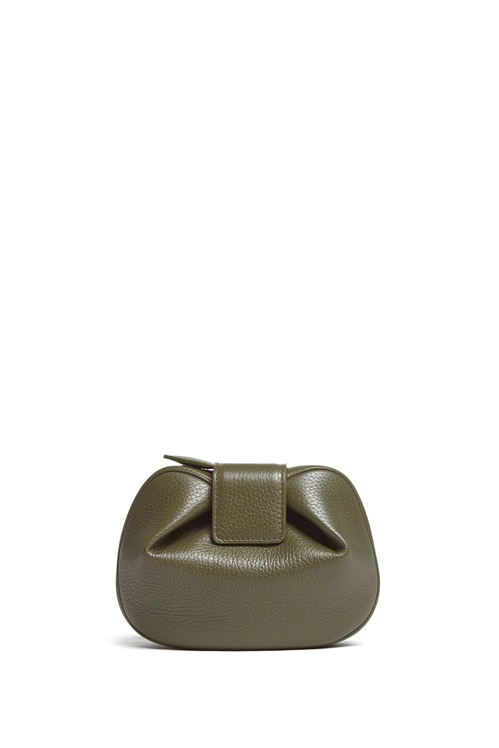 Soft Demi Clutch in Olive Textured Leather - 2