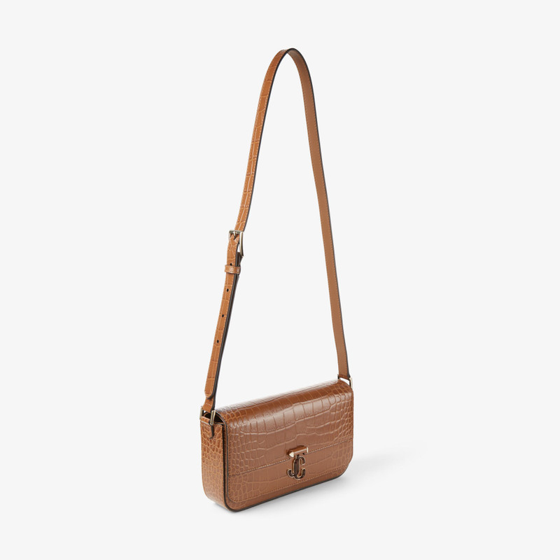 Avenue Crossbody E/W
Tan Croc-Embossed Leather Cross Body Bag with Pearls 5