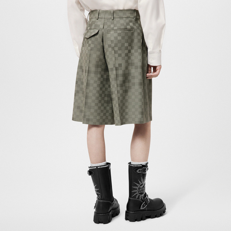 Tailored Wide Damier Wool Shorts 5