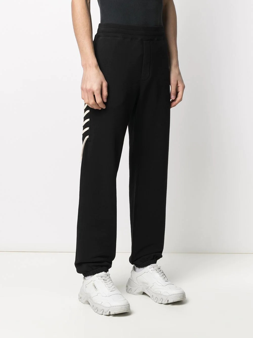 contrasting laced track pants - 3