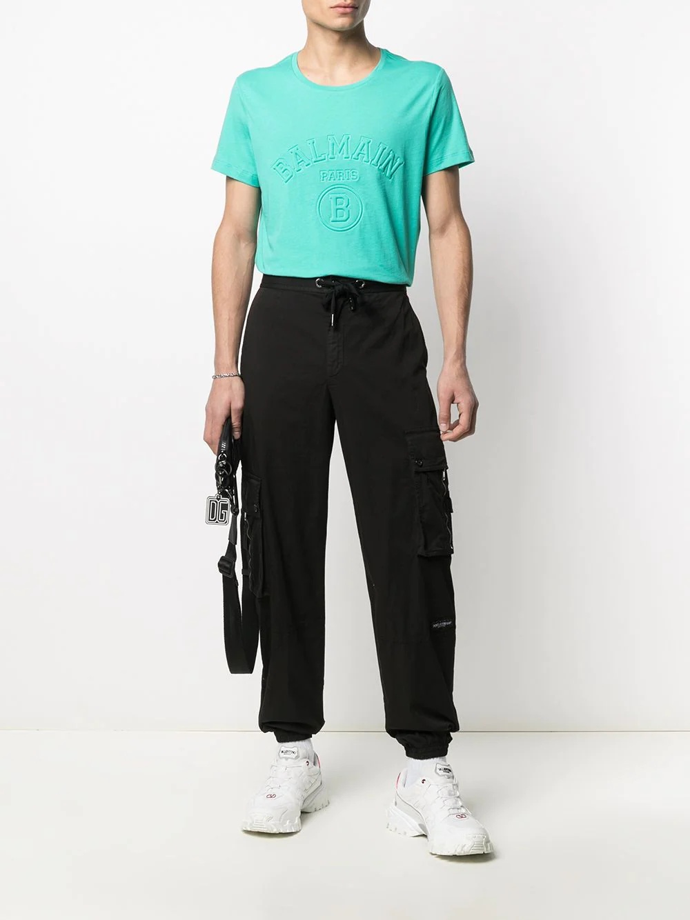 logo patch cotton cargo pants - 2