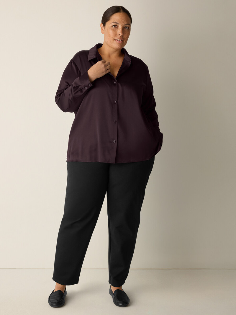 Stretch Silk Charmeuse Classic Collar Shirt 6