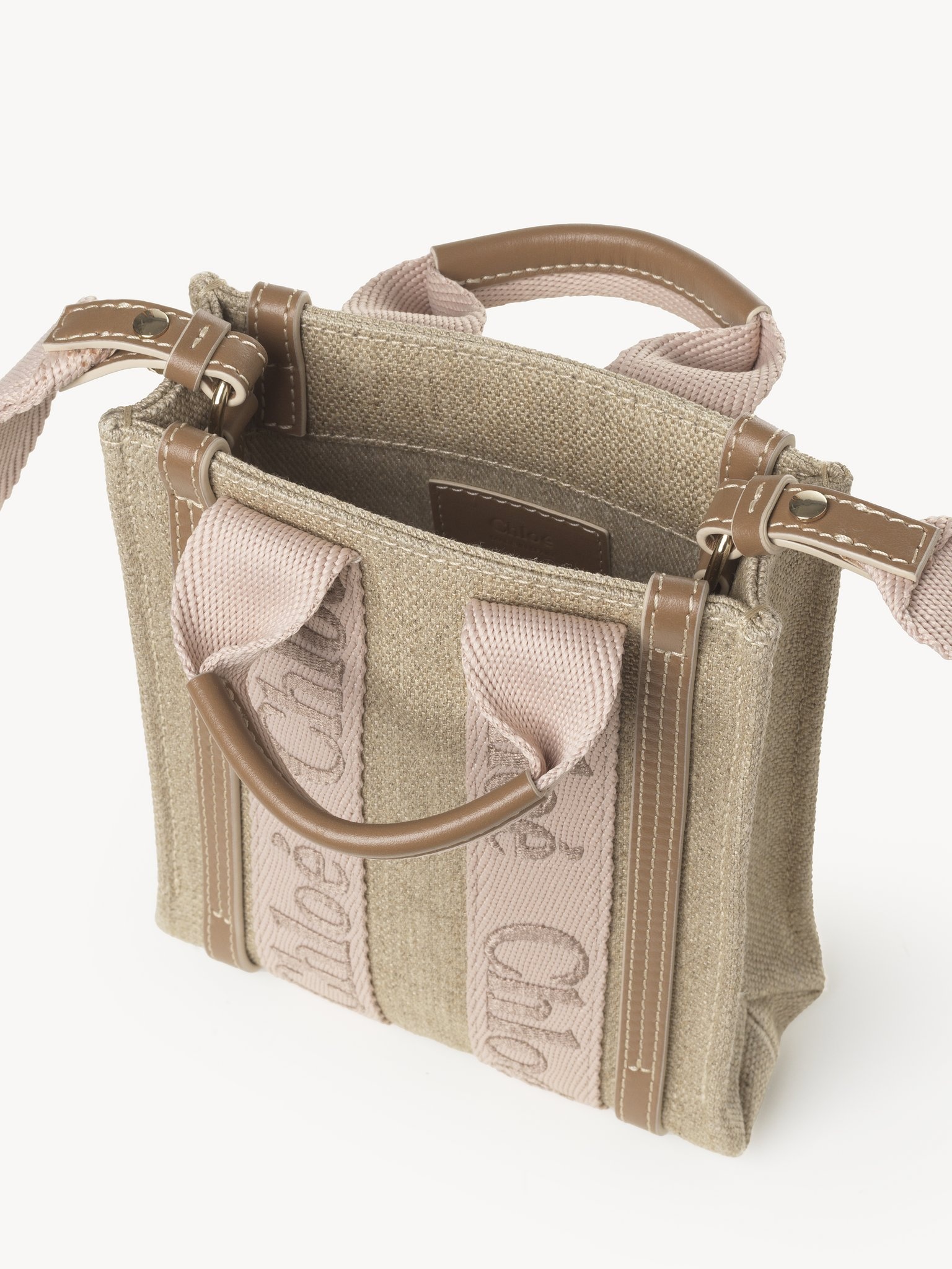 MINI WOODY NORTH SOUTH TOTE BAG IN LINEN - 4