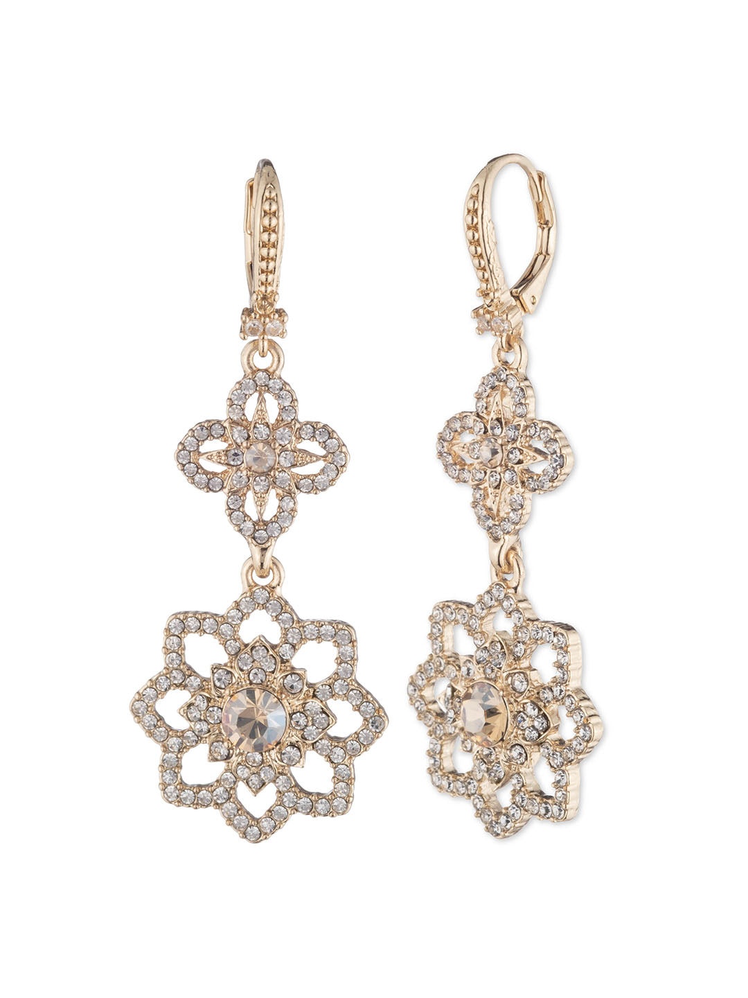 GOLD LACE DOUBLE DROP EARRING - 1