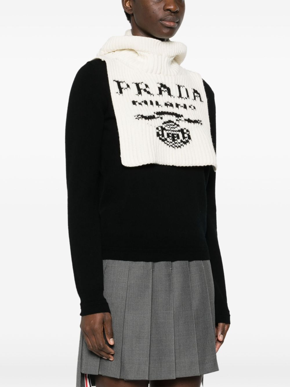intarsia-knit logo neck warmer - 3
