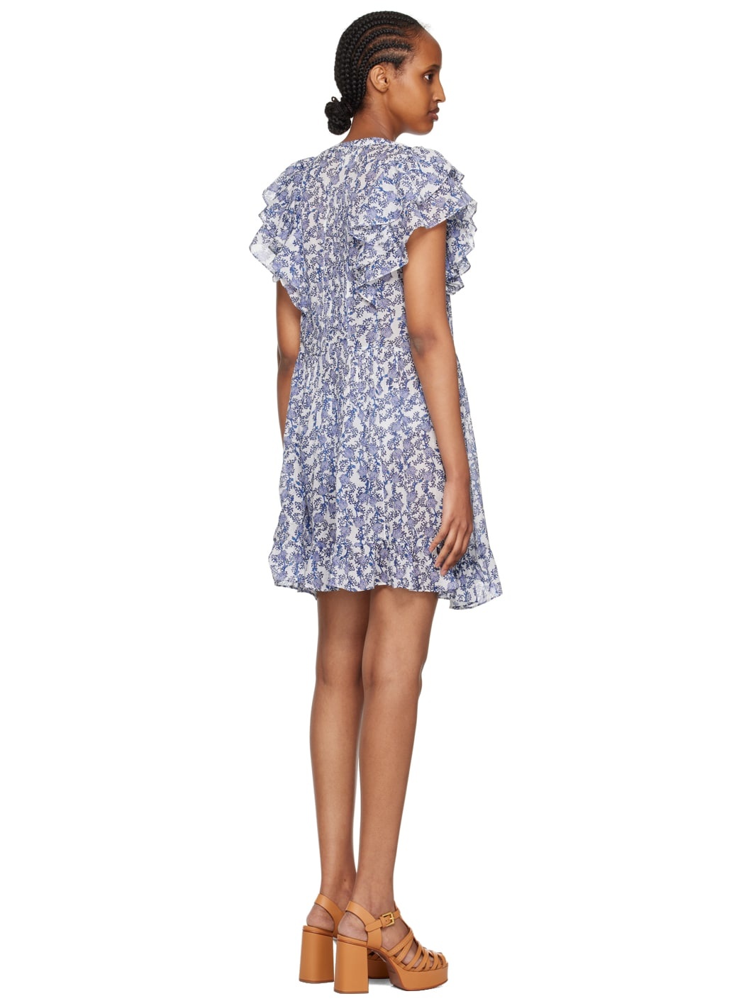 White & Blue Godrana Minidress - 3
