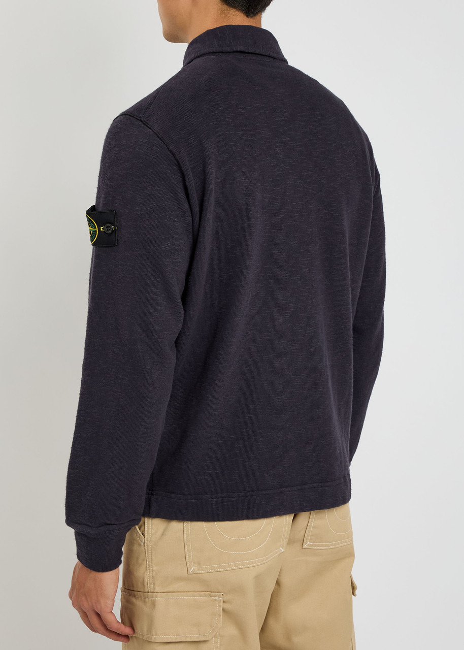 Stone Island Logo Slubbed Cotton Polo Sweatshirt - 3