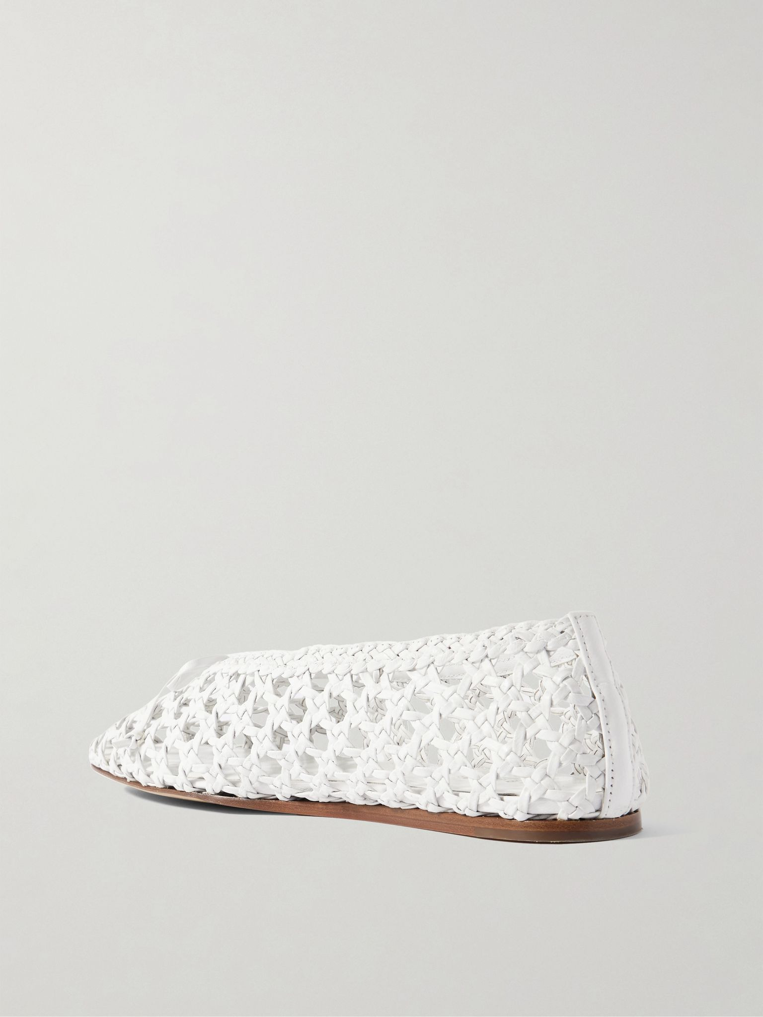 Regency bow-embellished woven leather ballet flats White - 3