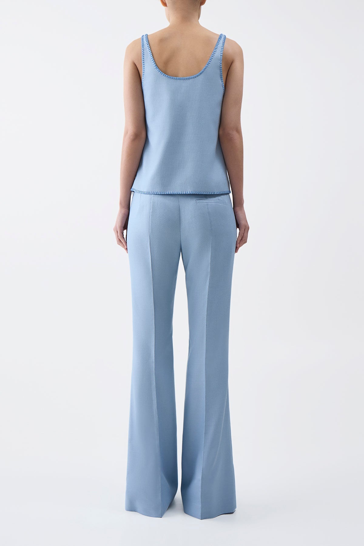Muriel Tank Top in Stone Blue Silk Virgin Wool - 3