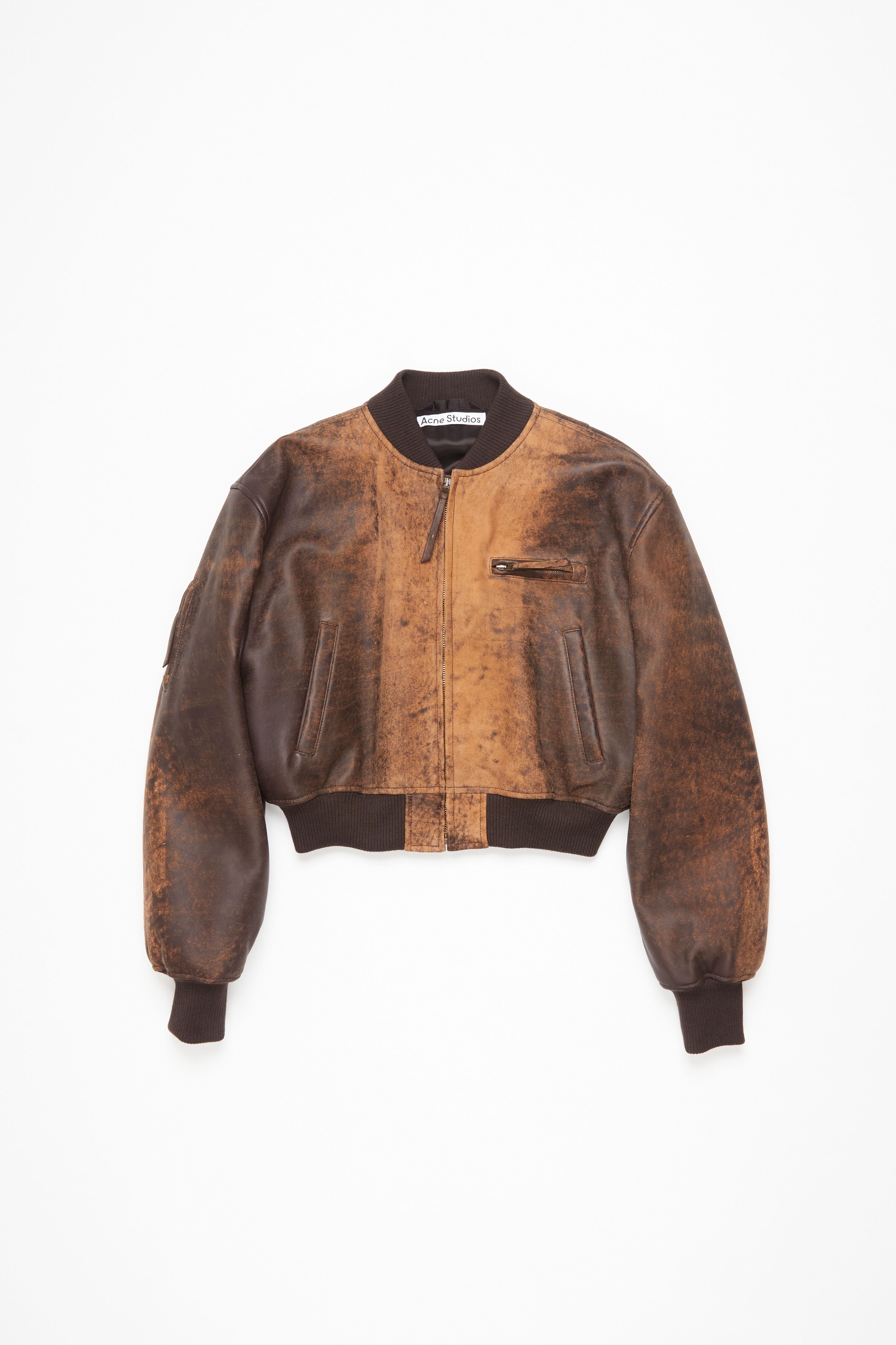 Leather bomber jacket - Brown - 1