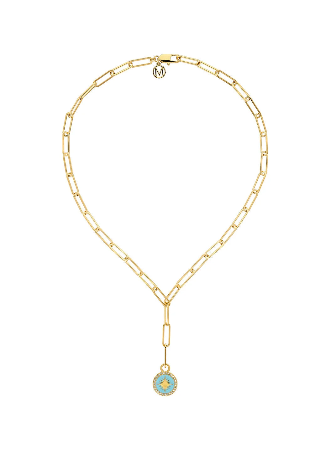 GOLD TURQUOISE CHARM NECKLACE - 1
