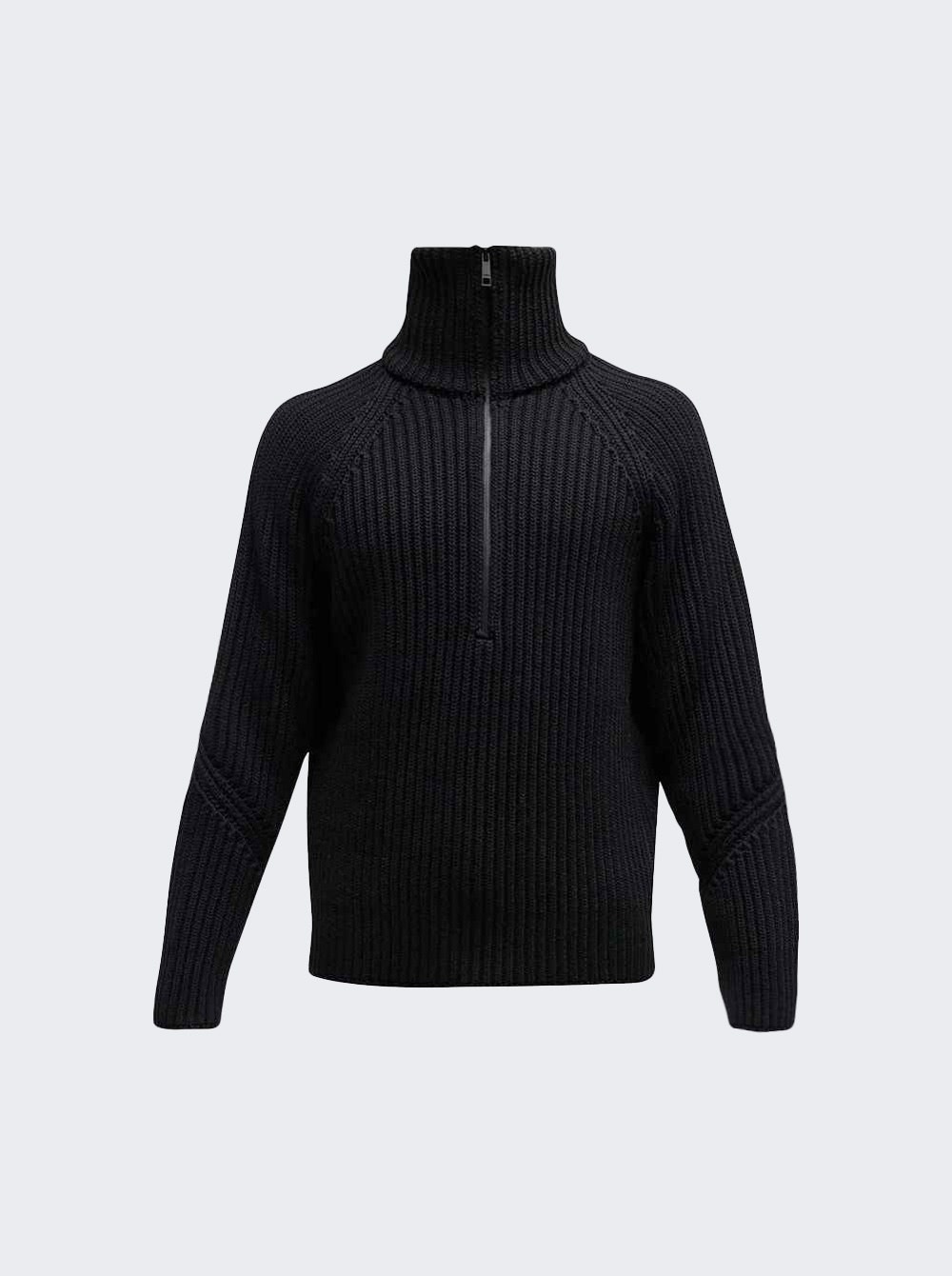 Half-Zip Mock Neck Knit Sweater Black Black - 1