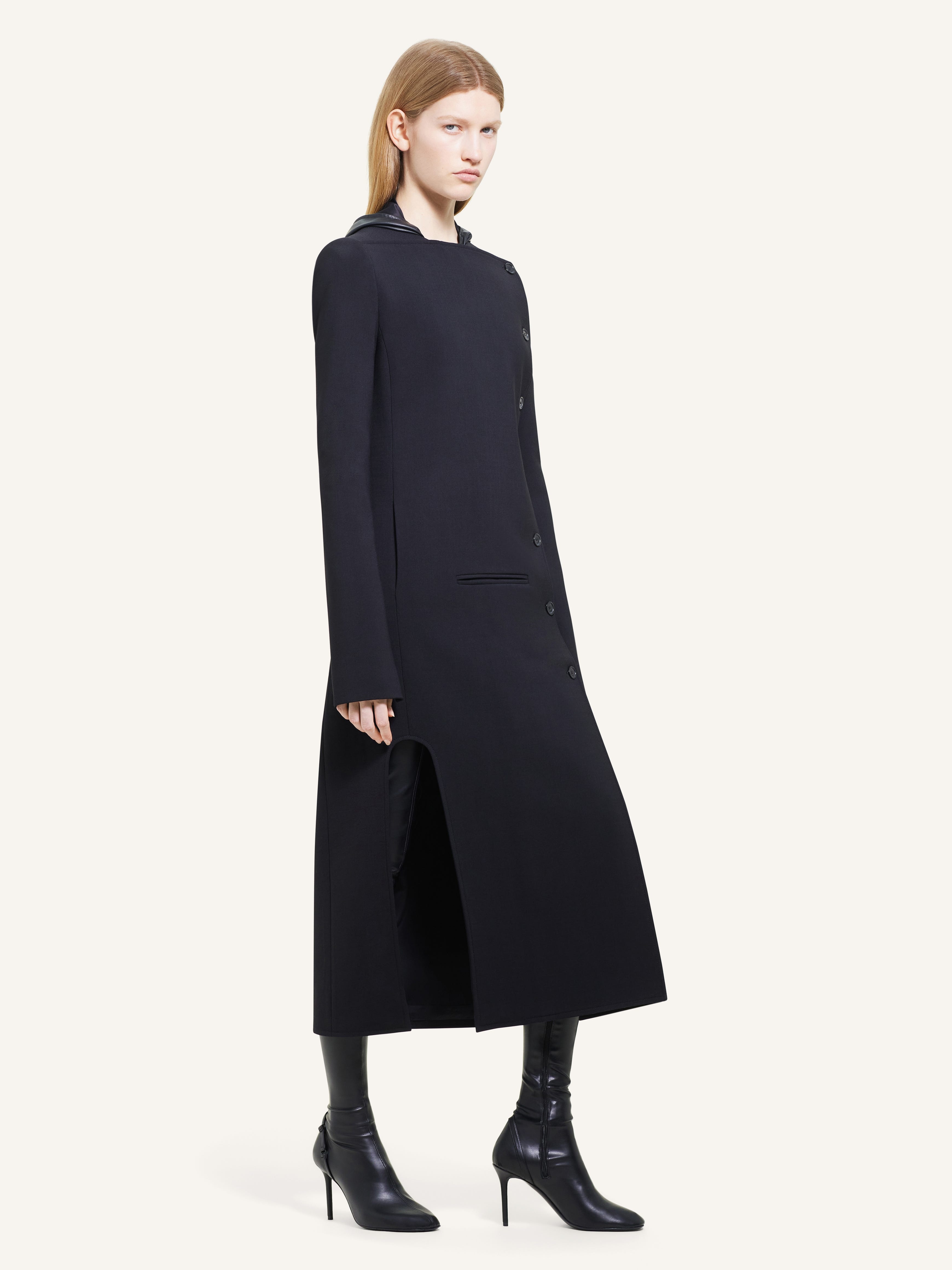 LONG BUTTONED TAILORED COAT - 3
