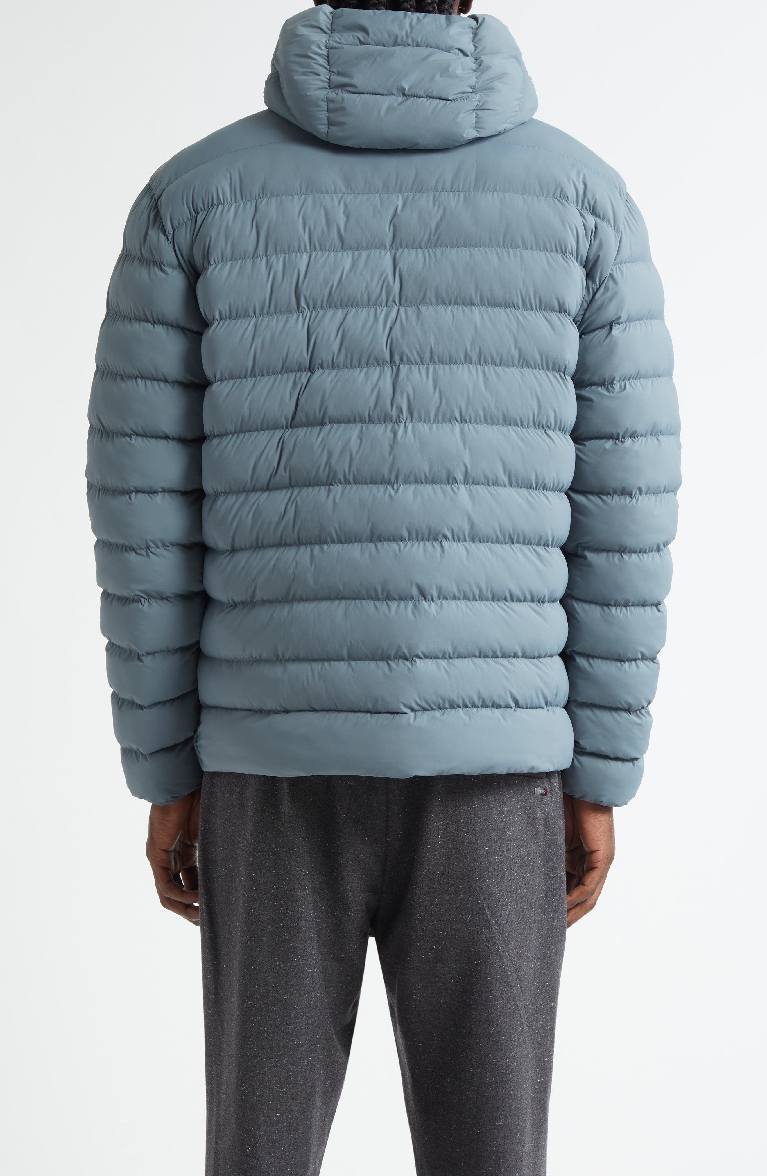 Herno Resort Travel Stretch Nylon Packable Hooded Jacket in Peacock Blue at Nordstrom - 2
