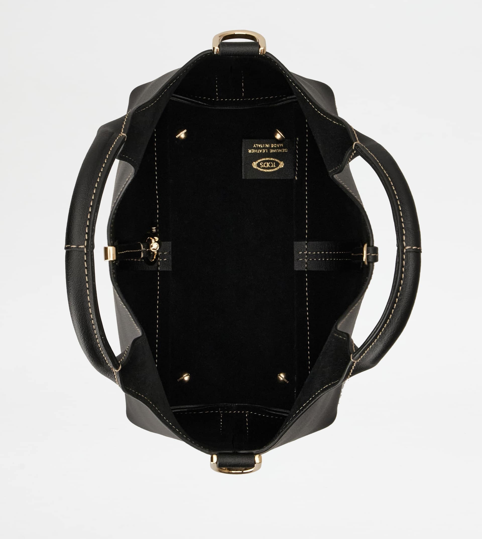 TOTE SHOPPING BAG IN LEATHER MINI - BLACK - 4