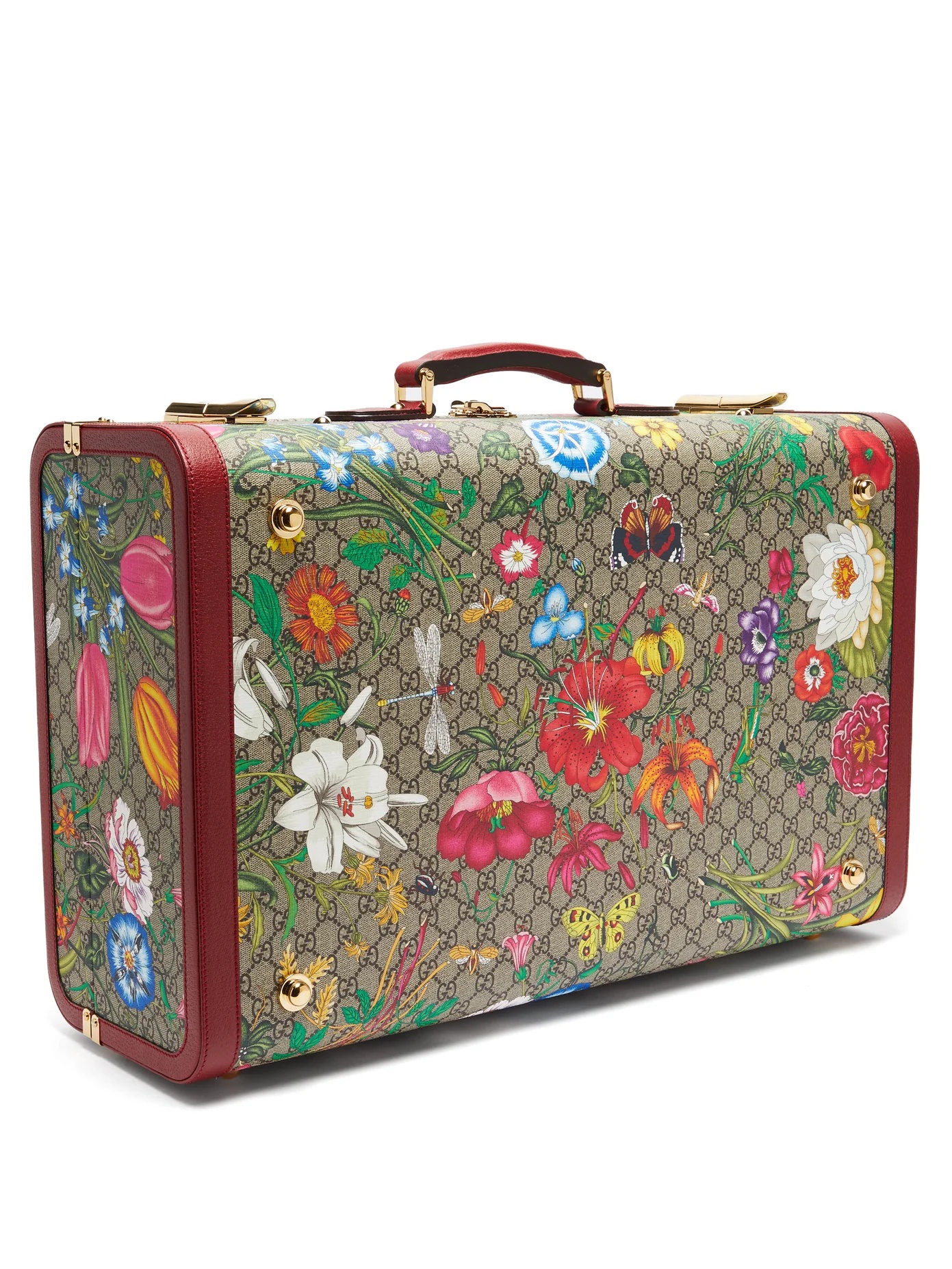 GG Flora coated canvas and leather suitcase - 3