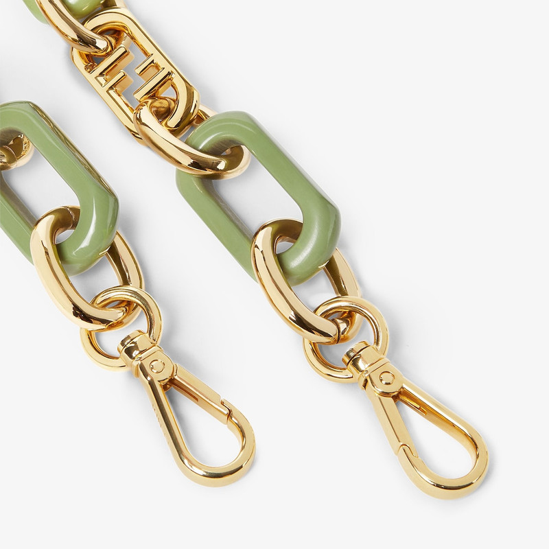Mini Strap You Gold-color metal and green chain shoulder strap 3
