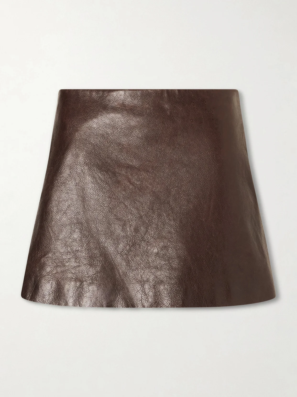 Crinkle Leather Mini Skirt - 1