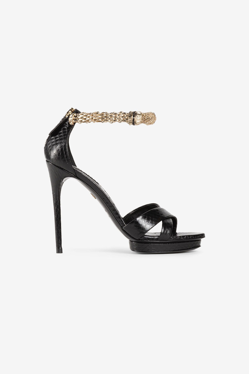 Crystal-Embellished Panther Head Sandals 1