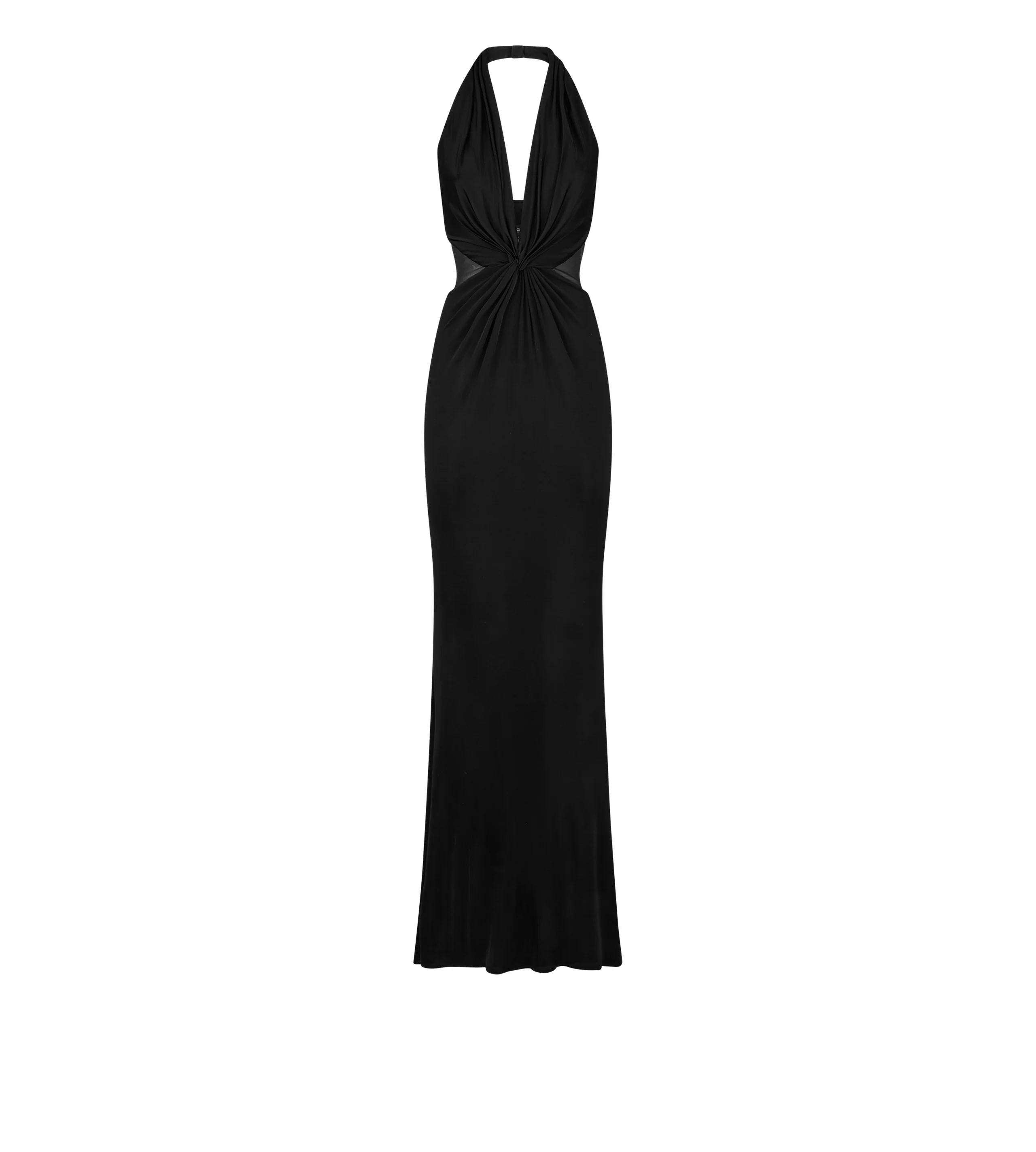 KNITTED STRETCH JERSEY CRISS-CROSS EVENING DRESS - 1