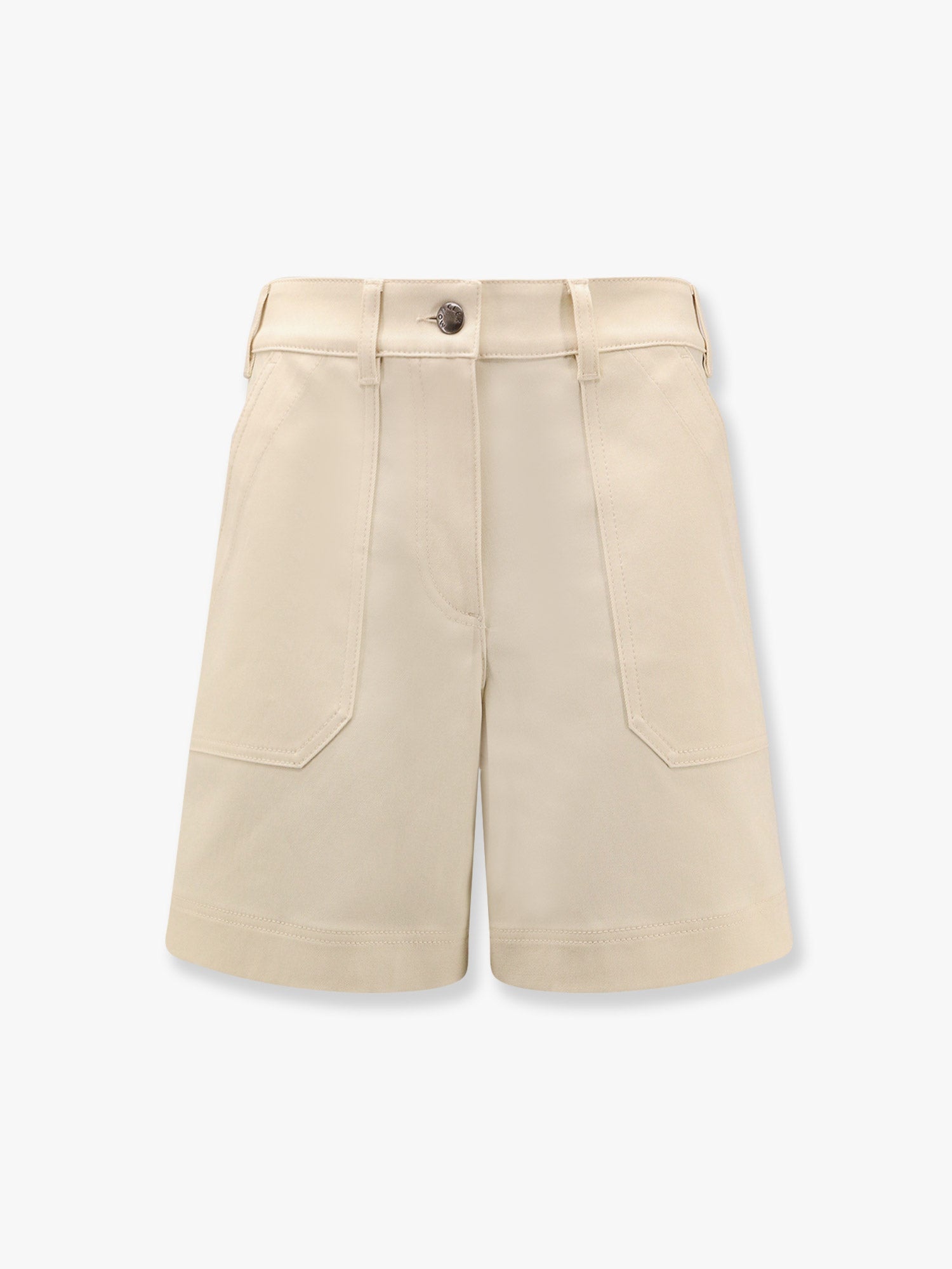 Moncler Stretch Cotton Shorts With Maxi Logo Patch - 1