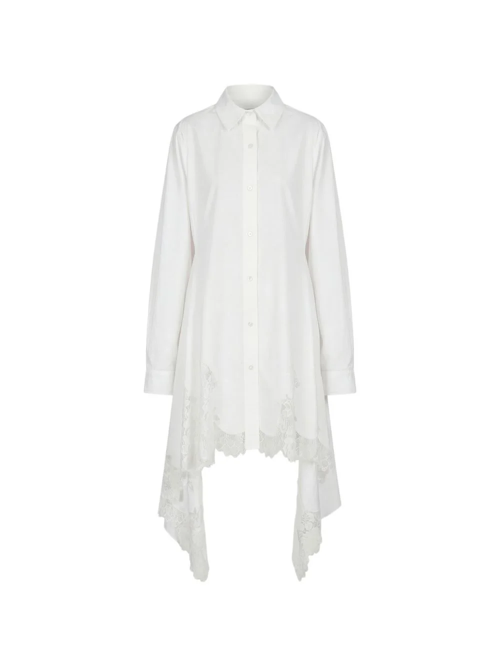 lace-detail cascade shirt dress - 1
