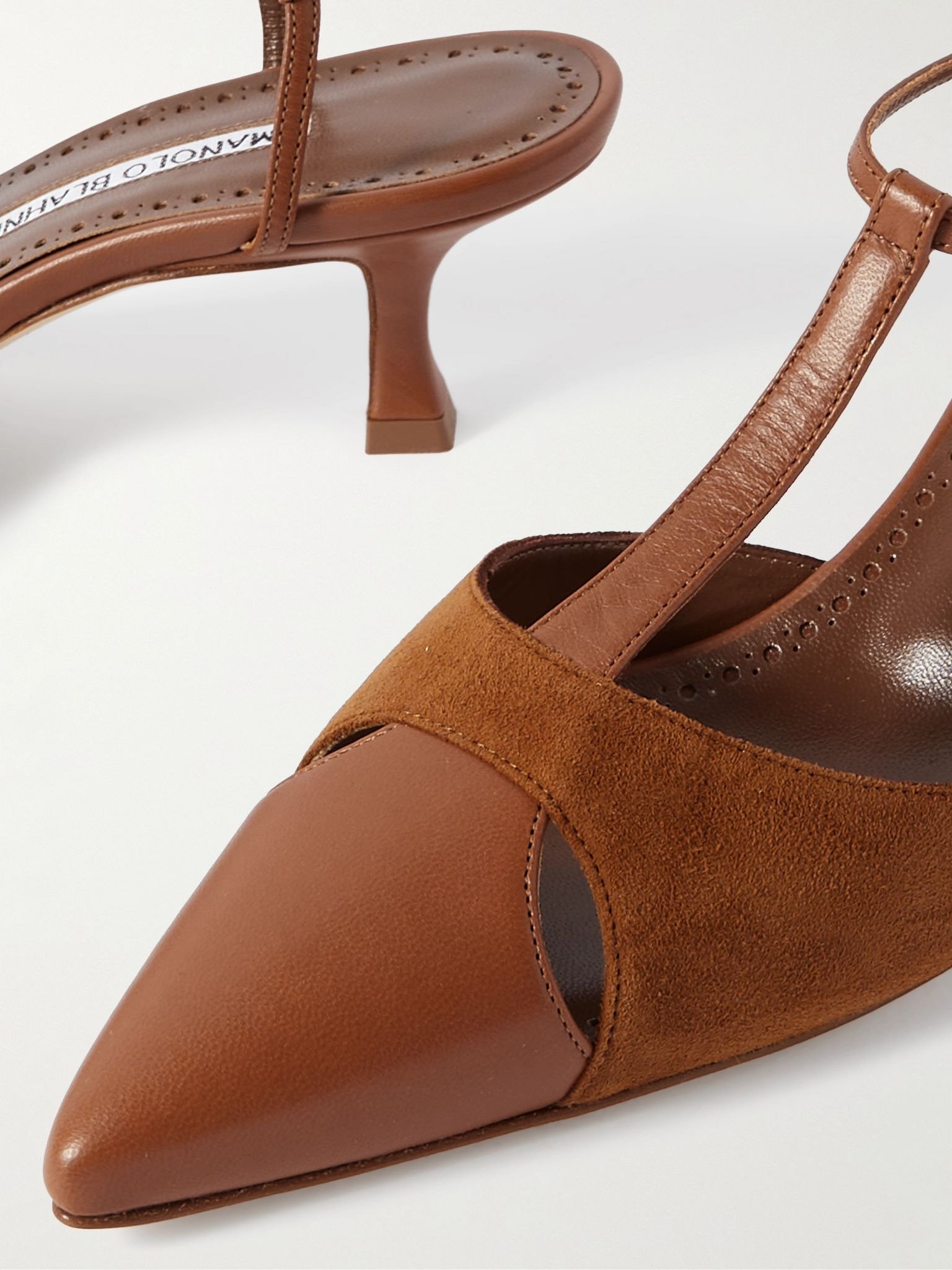 Turgimod 50 cutout leather and suede slingback pumps Brown - 4