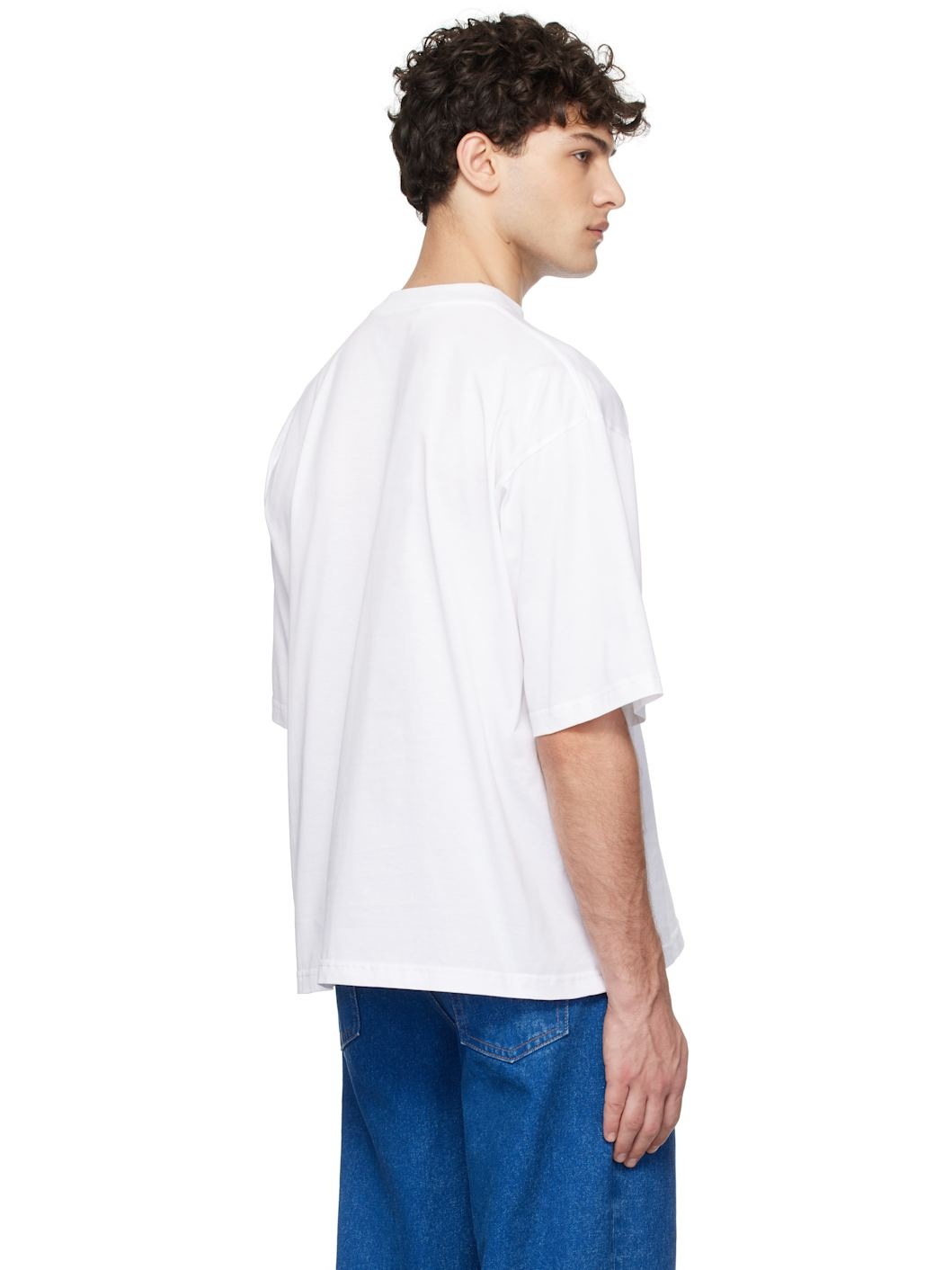 White Checked 'Marni' Logo Crewneck T-shirt - 3