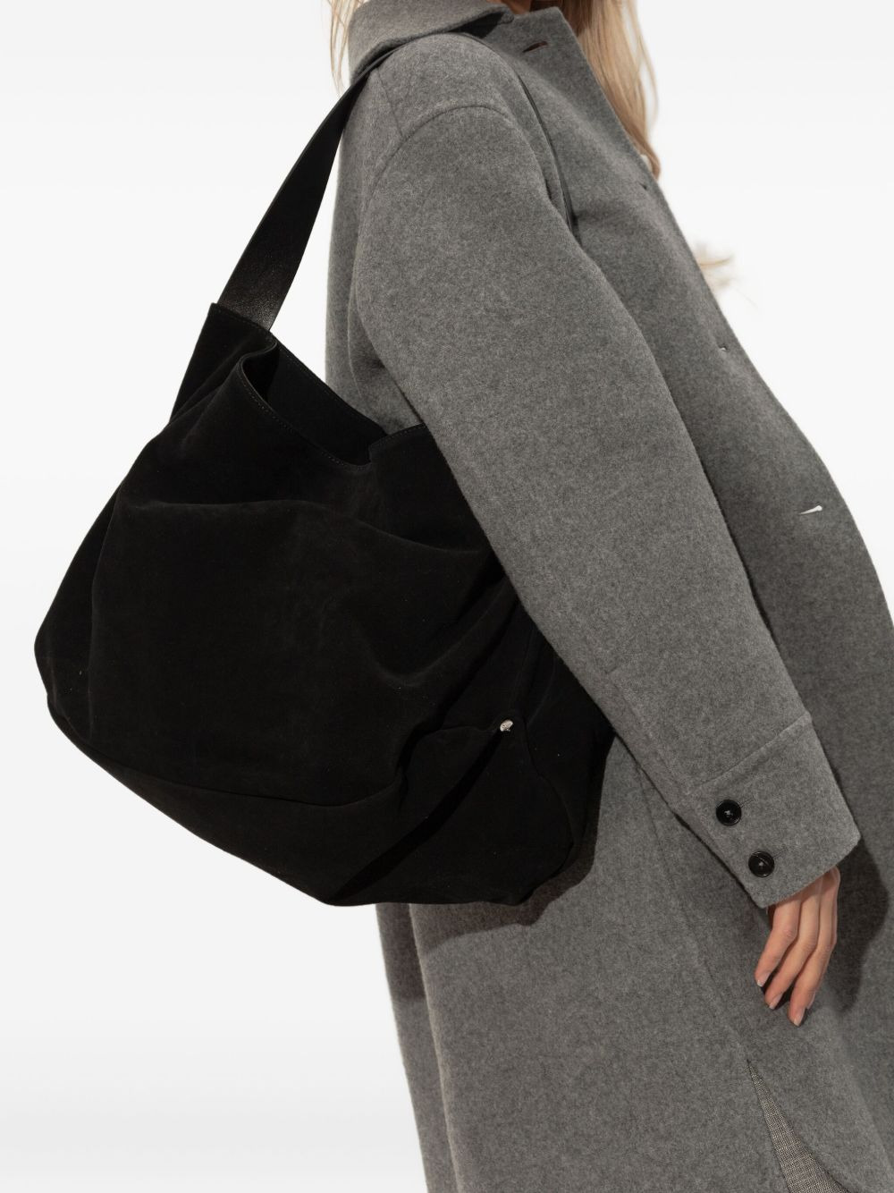 large Maxime belted suede shoulder bag - 2