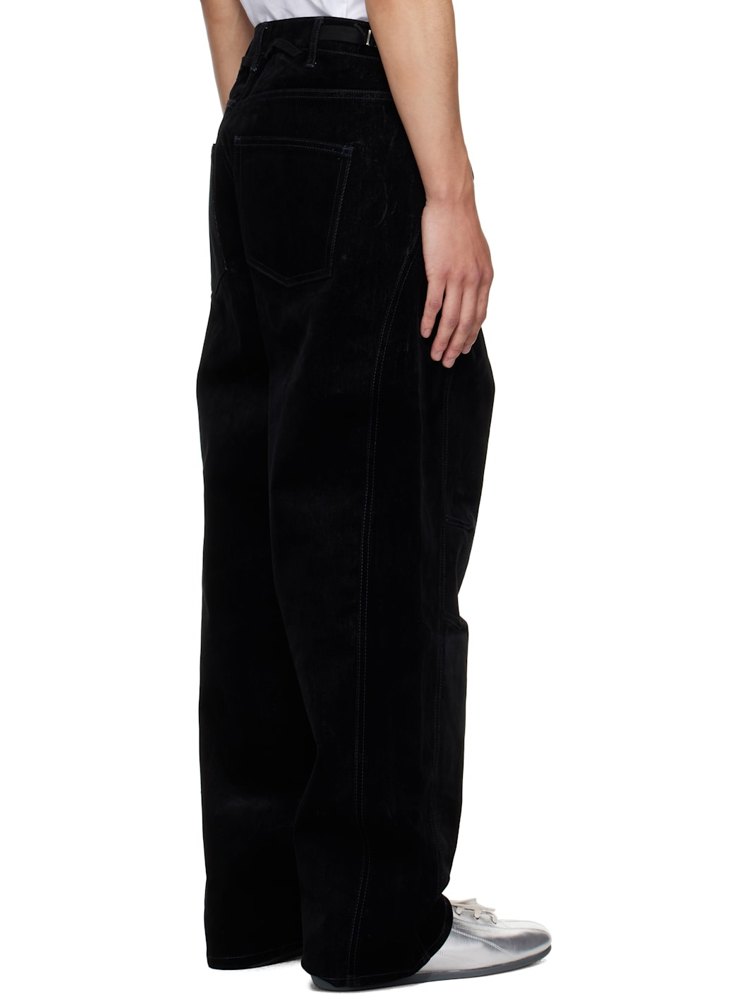Black Crossover Carpenter Wide Leg Jeans - 3