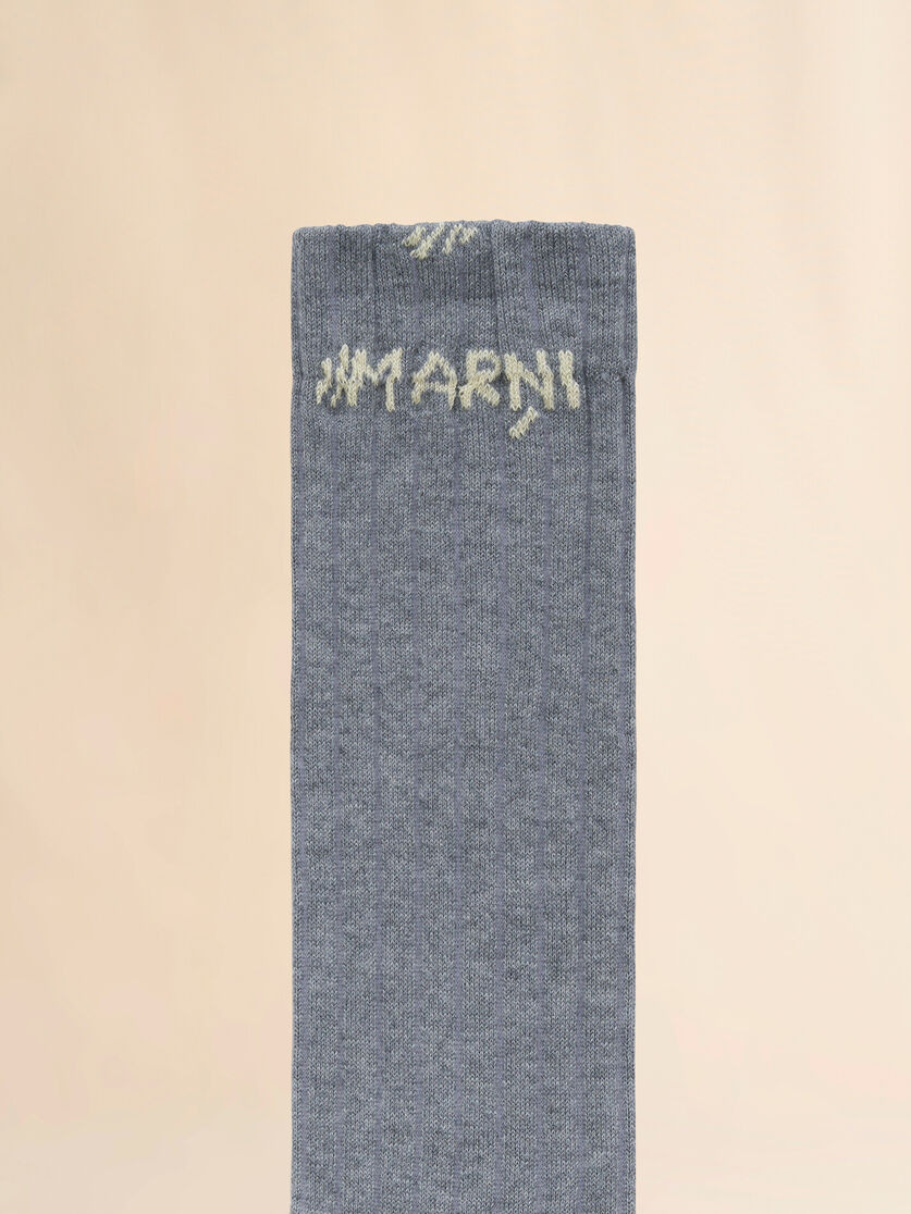 GREY RIBBED COTTON SOCKS WITH MARNI MENDING - 3