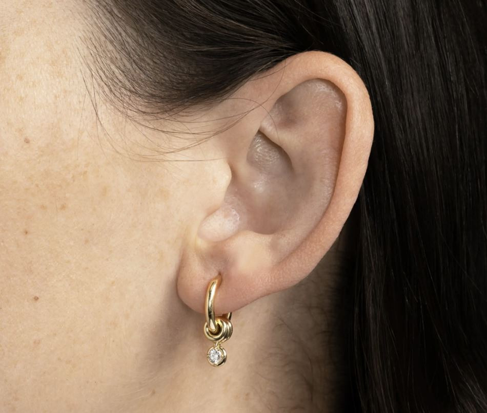 Zahra Micro 18K Gold Diamond Hoop Earrings - 2