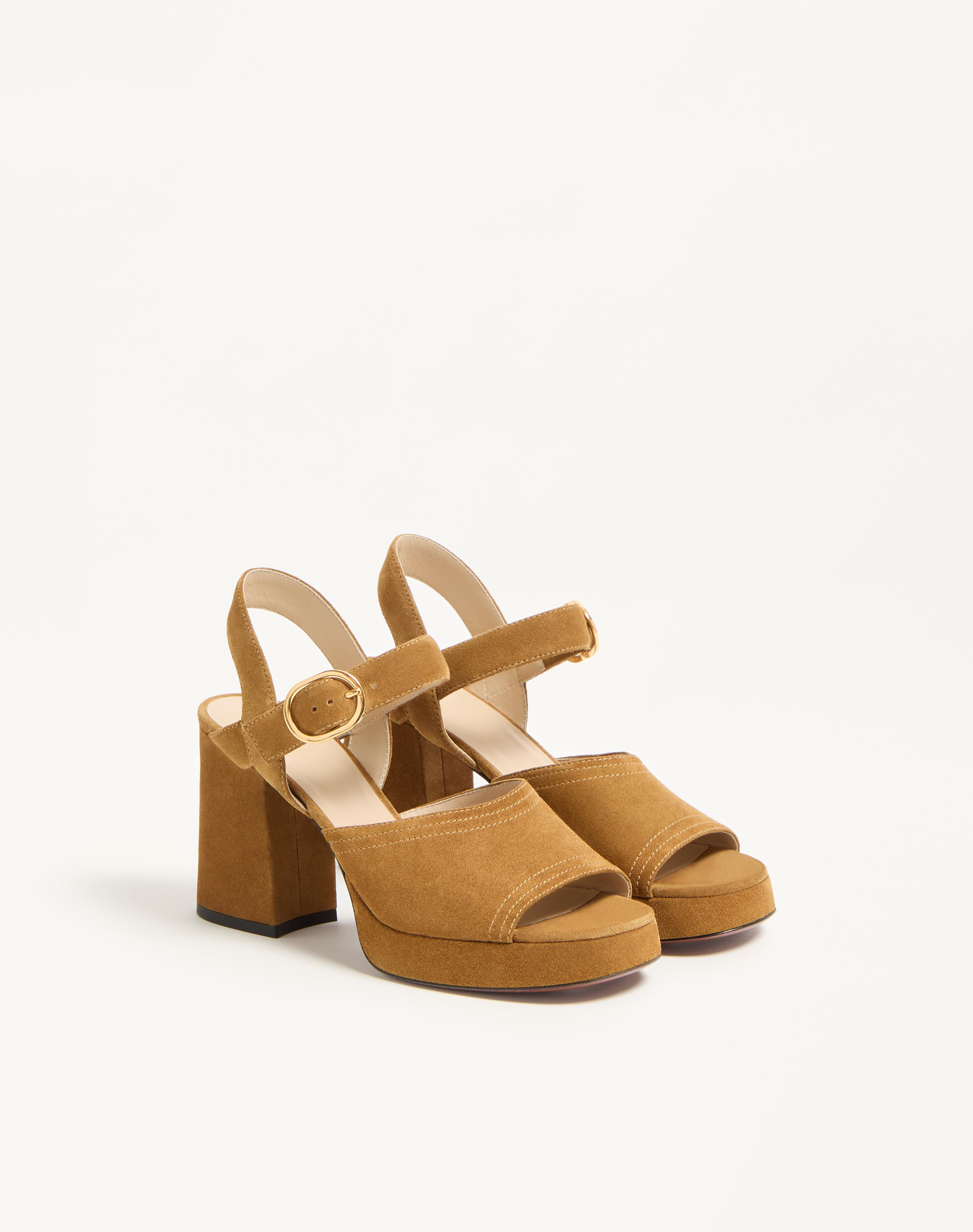 FAWCETTE PLATFORM CRUST LEATHER SANDAL 100MM - 3
