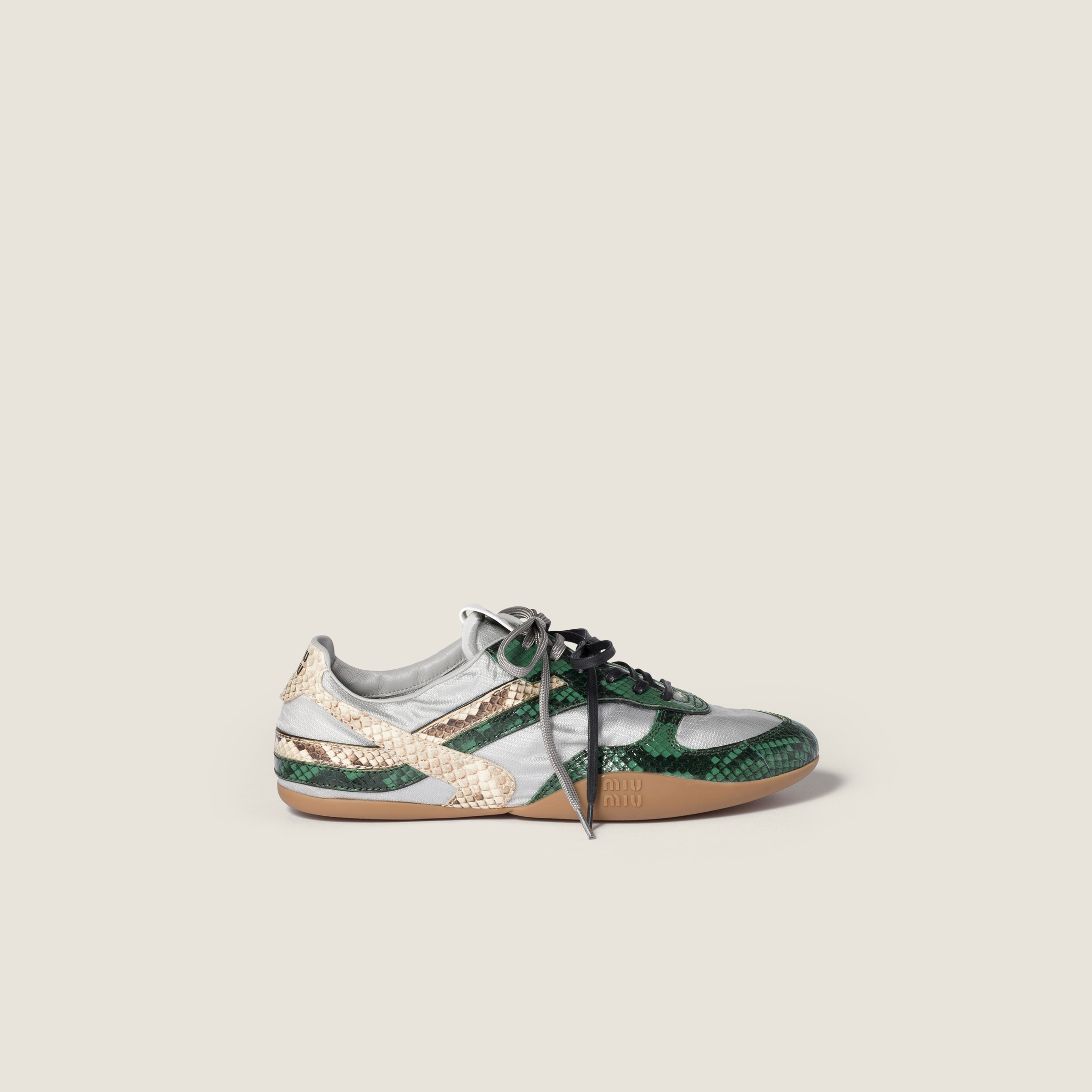 Gymnasium technical fabric and python-print Ayers leather sneakers - 2