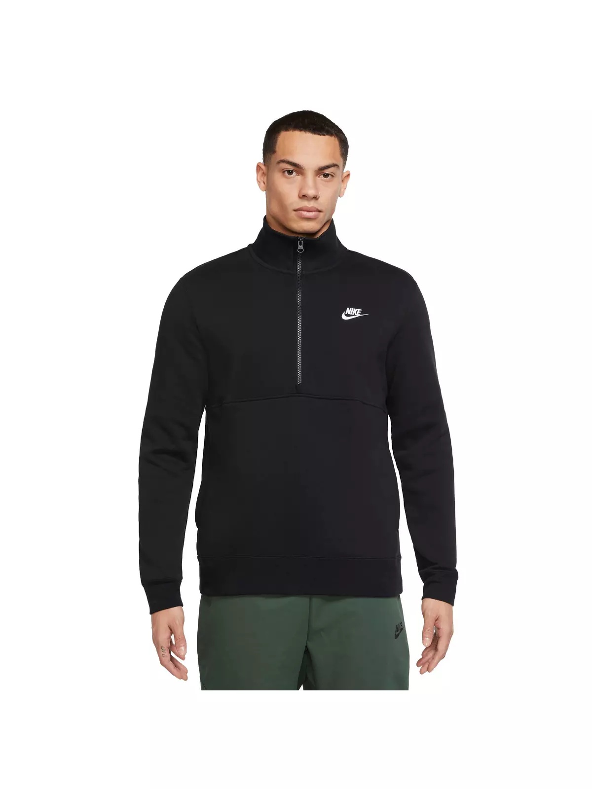 Men's Sportswear Brushed-Back 1/2-Zip Pullover-Black - 1