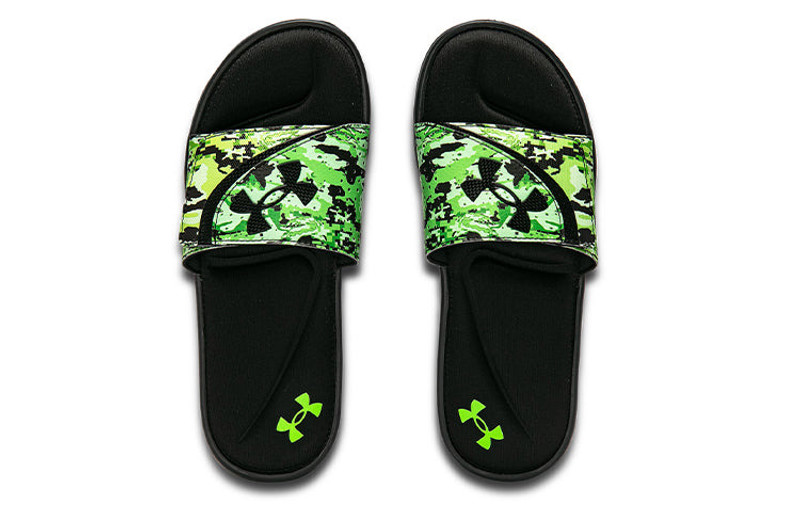Under Armour Under Armour Ignite 6 Graphic Strap Slide 'Black Green Citrine Camo' 3024450-001 outlook