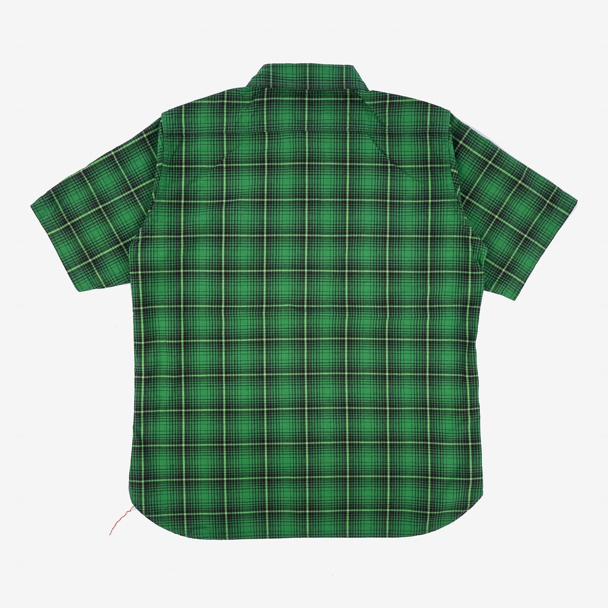 IHSH-392-GRN 5oz Selvedge Short Sleeved Work Shirt - Green Vintage Check - 5