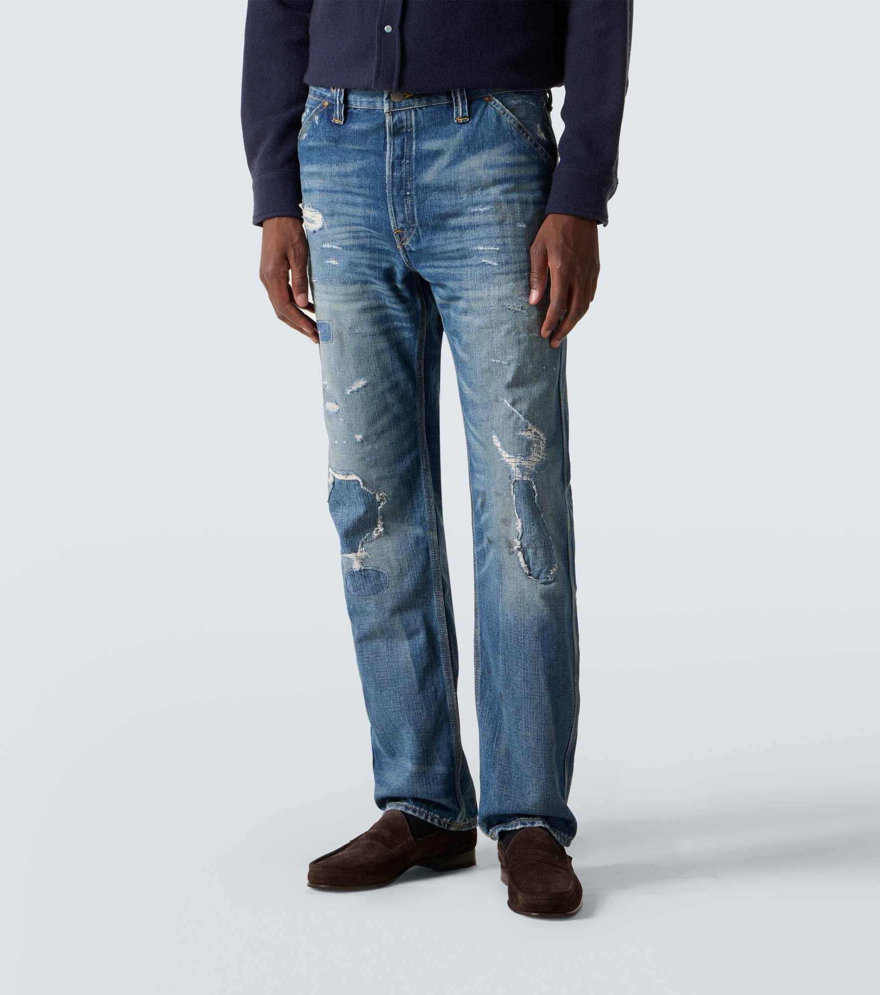Distressed straight jeans - 3