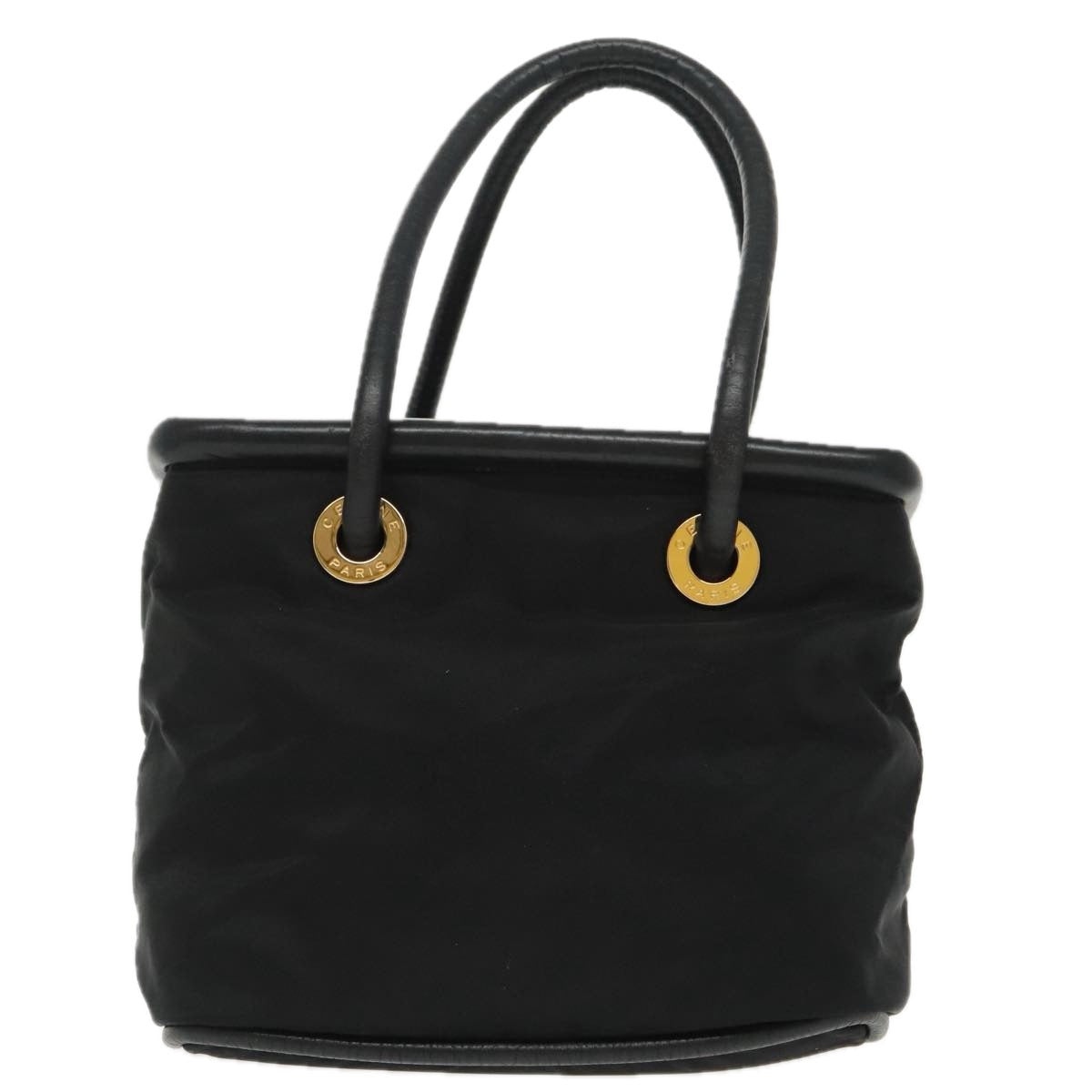CELINE Hand Bag Nylon Black Gold - 2