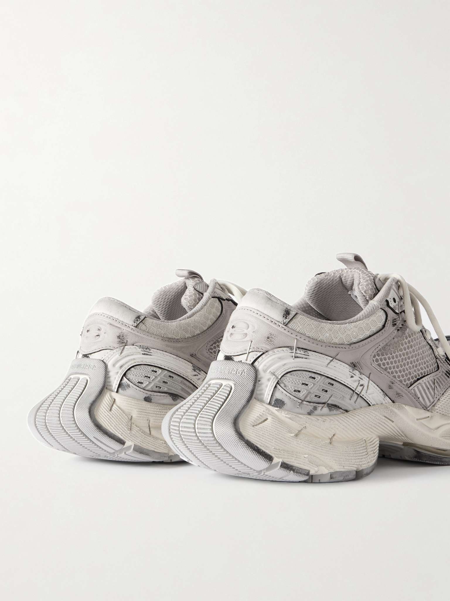 BALENCIAGA Stapler Distressed Mesh and Rubber Sneakers