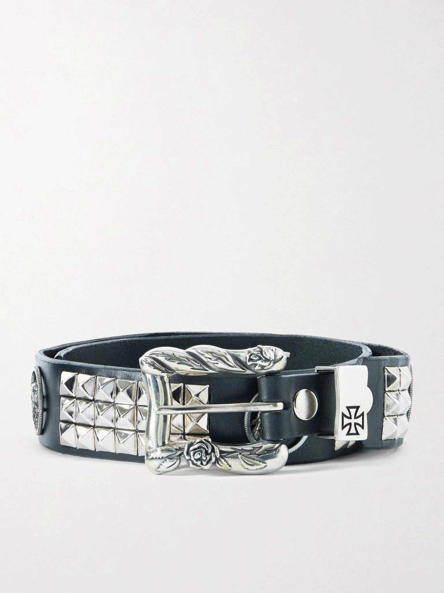 Dog In Restraint 3.5cm Studded Leather Belt Black - 1