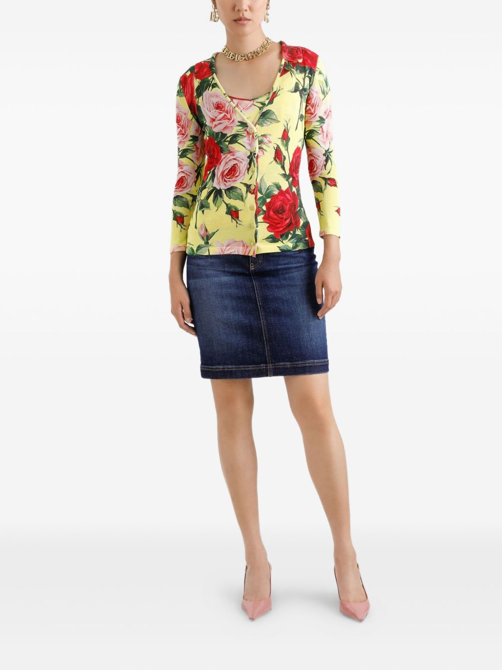 rose-print top - 2