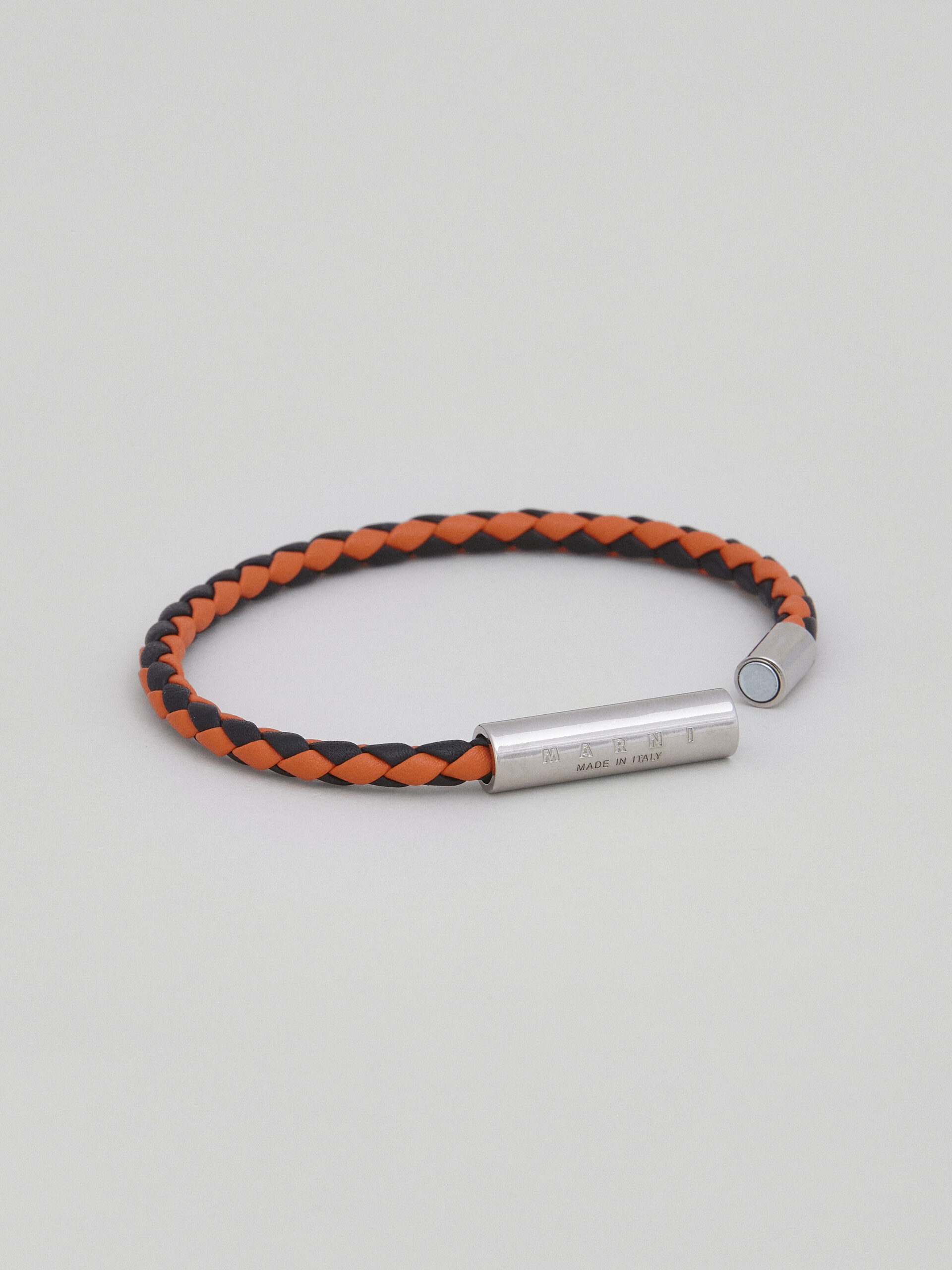 ORANGE AND GREEN BRAIDED LEATHER BRACELET - 4