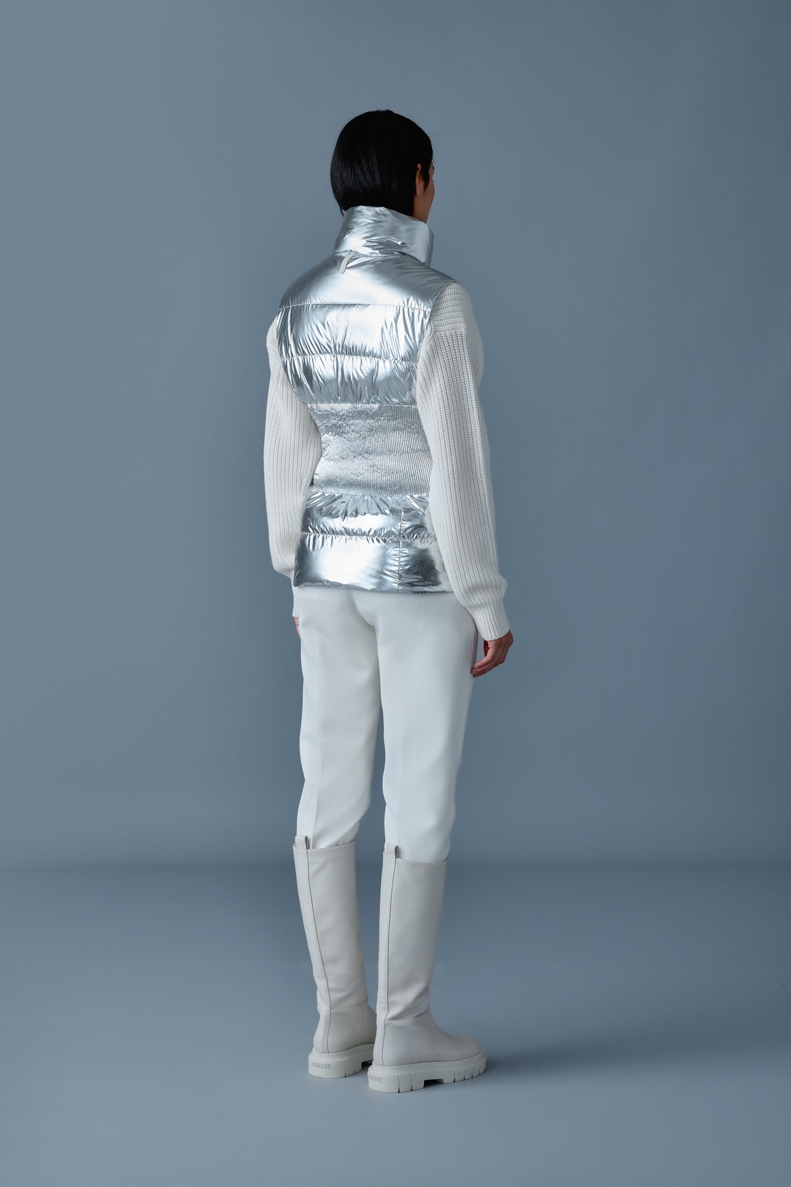 GISELA-MSF Metallic laminate snowflake down vest - 4