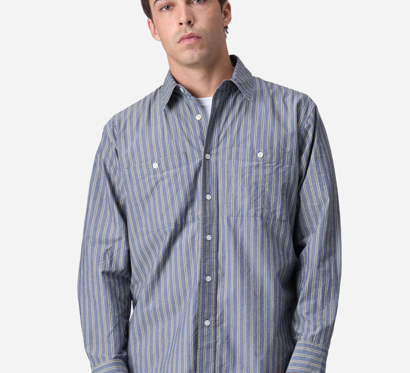 3sixteen Commuter Shirt - Navy/Coyote Stripe outlook