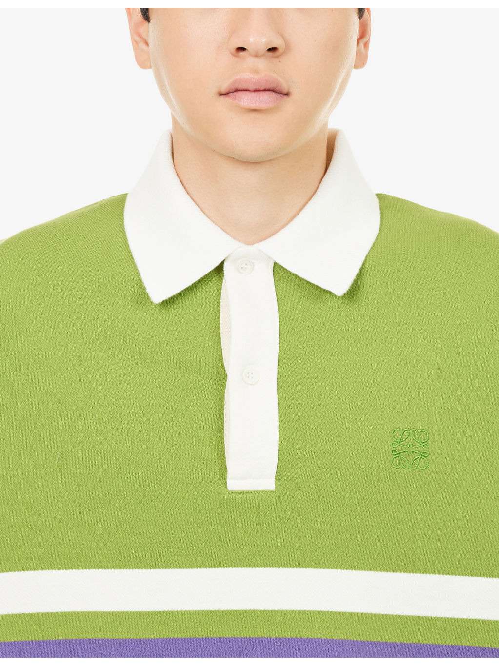 Striped Long-Sleeve Cotton Polo Shirt - 5