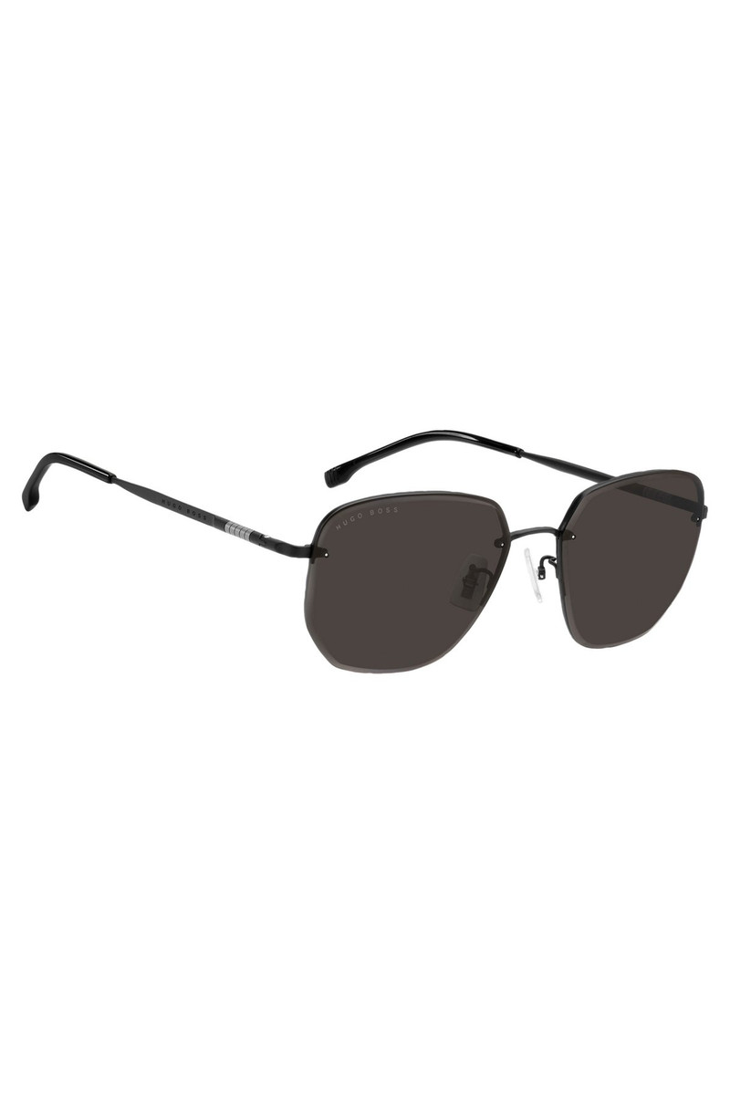 HALF-RIM SUNGLASSES IN BLACK TITANIUM AND METAL 4