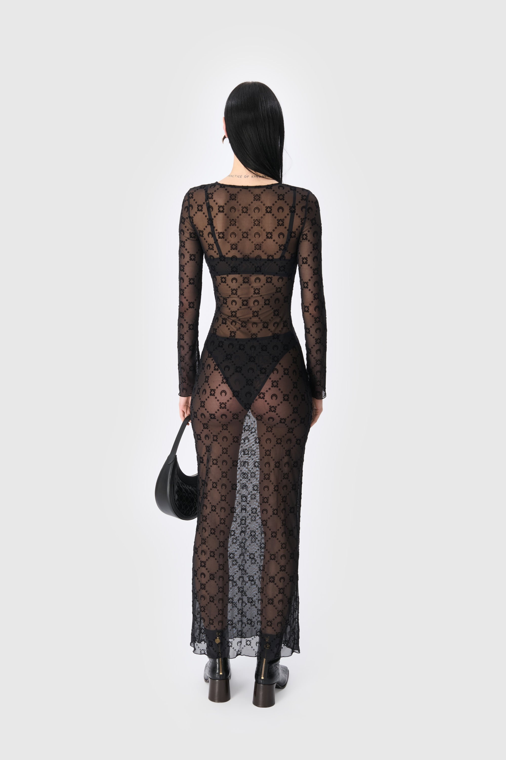 Moonogram Mesh Flock Long Dress - 3