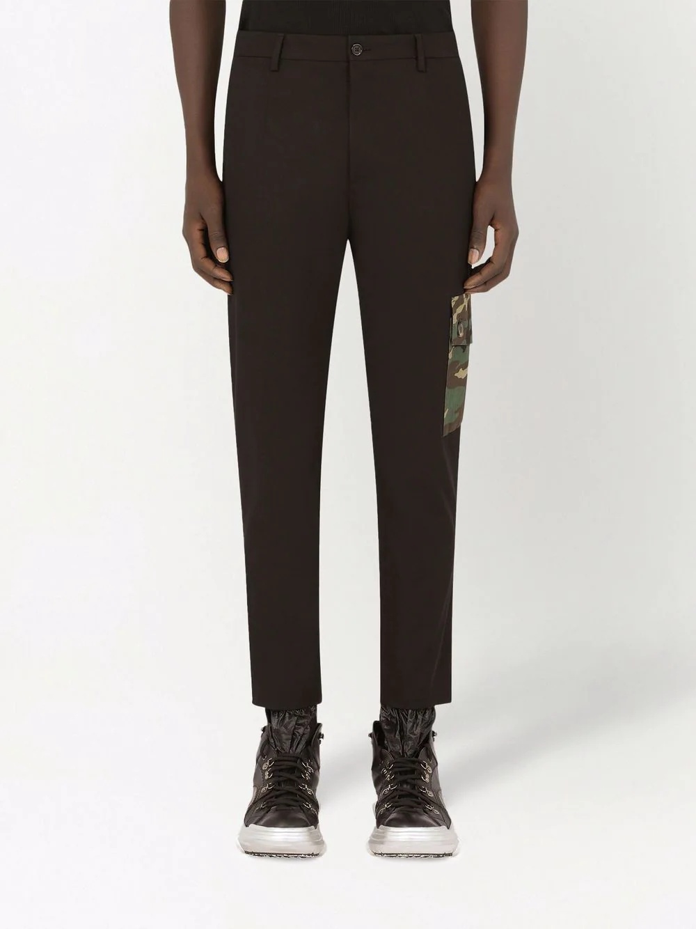 camouflage-detail tailored trousers - 3